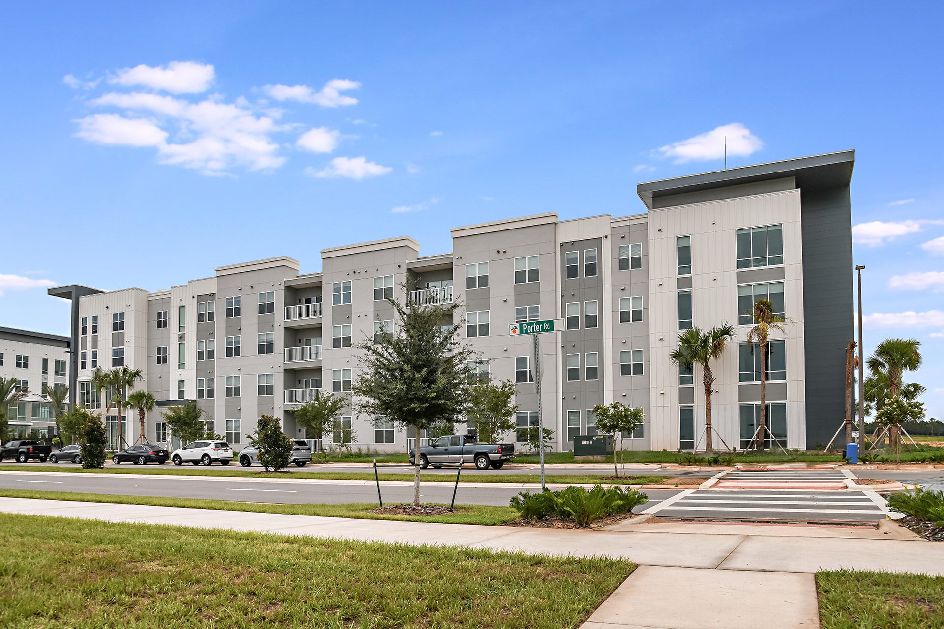 exterior buildings, shot of community from next door land